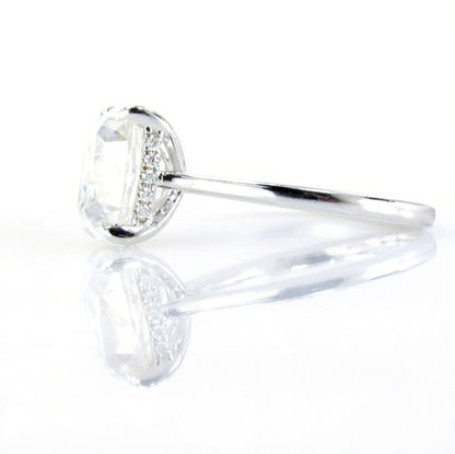 OMC Old Mine Cut Moissanite Engagement Ring Elongated Cushion Side Halo ring art deco White Gold ring 4ct Wedding Anniversary Gift Ready