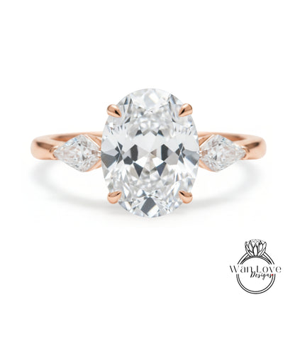 a beautiful diamond engagement ring with a large oval-shaped diamond set in a rose gold band.