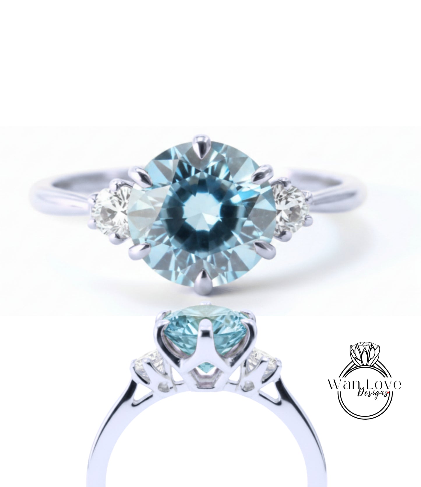 A close-up view of a silver ring with a large blue gemstone, showcasing the intricate design and craftsmanship of the piece.