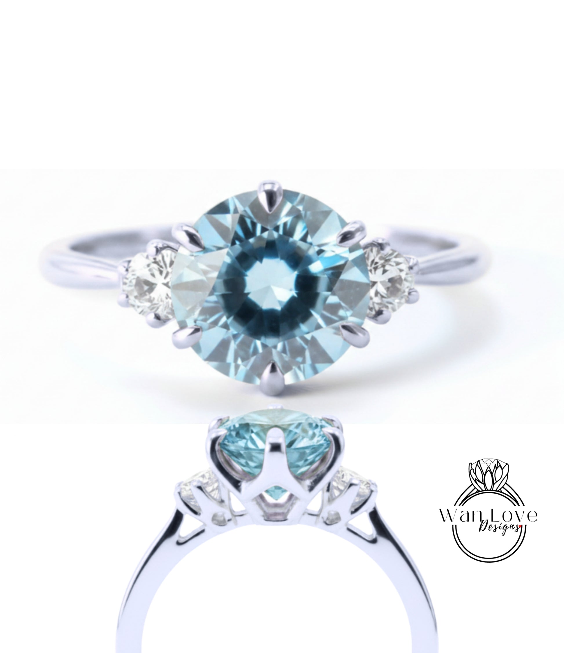 A close-up view of a silver ring with a large blue gemstone, showcasing the intricate design and craftsmanship of the piece.