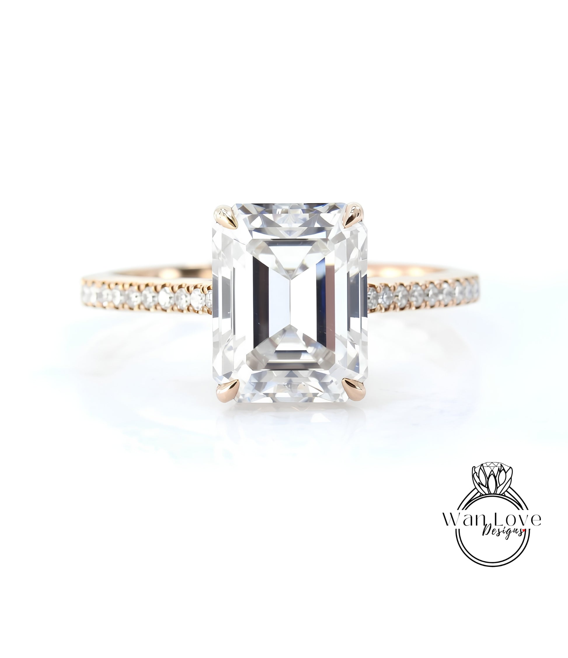 A diamond engagement ring with a large, clear gemstone set in a gold band.