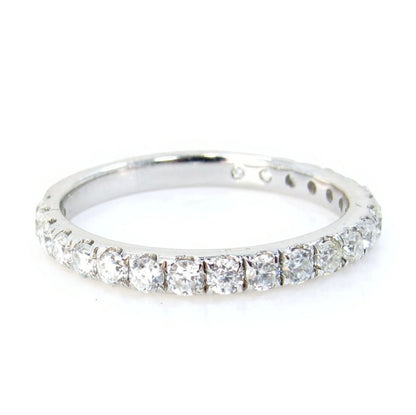 Vintage Moissanite wedding band almost eternity band art deco band white gold band vintage ring art deco band anniversary prong set ring