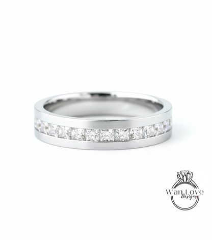 Green Emerald Ring | 14K Gold Emerald Wedding Band | Princess cut Emerald Mens Ring | Statement Ring | Mens Birthstone Ring | Gift for Him