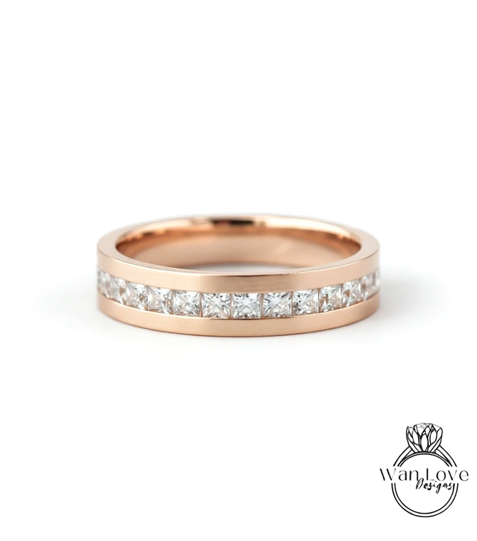 Blue Sapphire Channel set Wedding Band Mens Engagement Ring Mans Birthstone Ring 14kt 18kt White Rose Yellow Gold Platinum Anniversary Gift