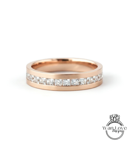 Blue Sapphire Channel set Wedding Band Mens Engagement Ring Mans Birthstone Ring 14kt 18kt White Rose Yellow Gold Platinum Anniversary Gift