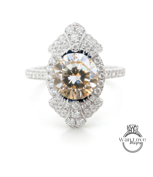 A stunning diamond engagement ring with a large, round brilliant-cut diamond at the center, surrounded by smaller diamonds and set in a silver band.