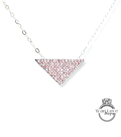 Collana triangolare con pavé di diamanti, ciondolo a forma delicata, collana geometrica, collana Moissanite, gioielli con pietre portafortuna, regalo per lei, minimalista