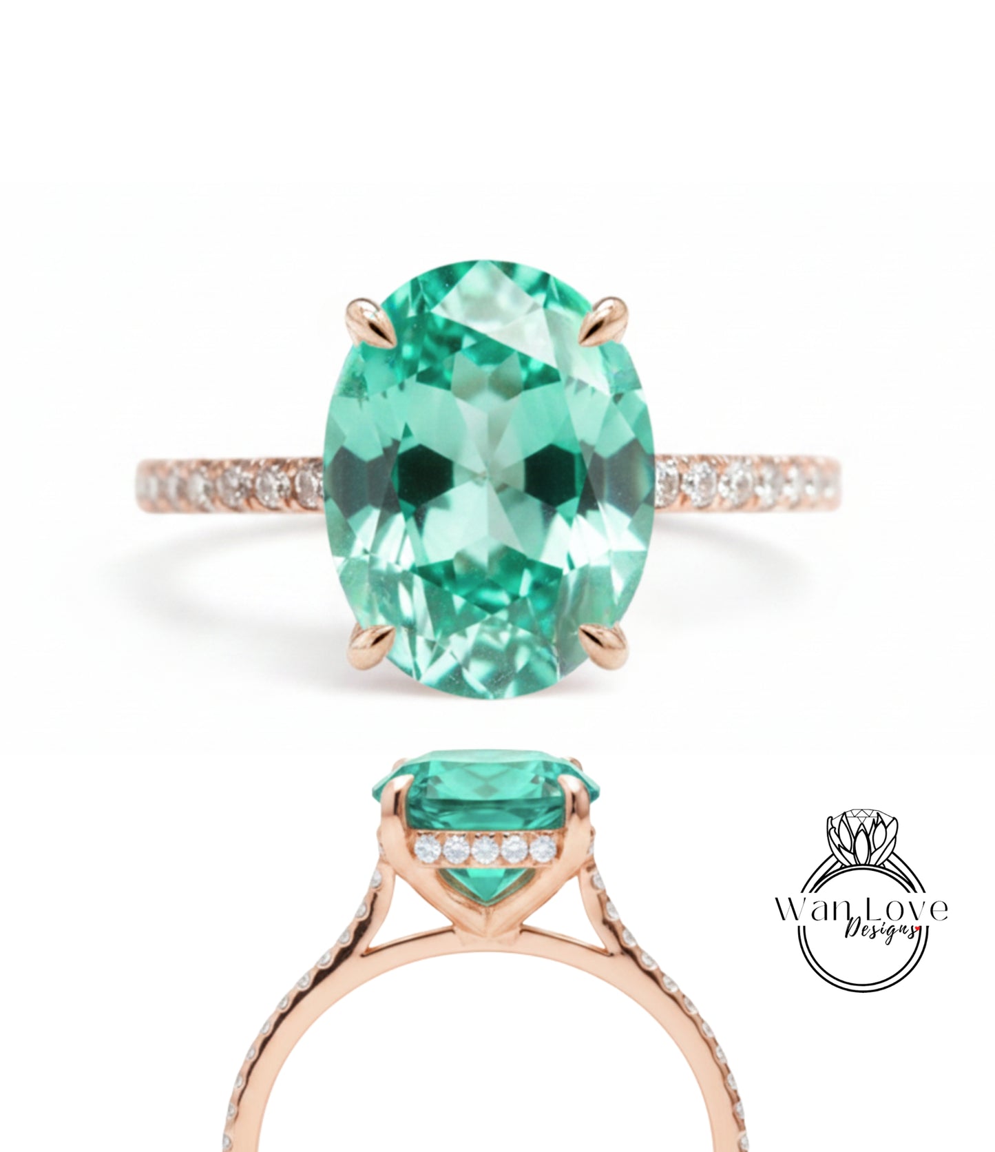a beautiful engagement ring with a large oval-shaped gemstone set in a rose gold band.