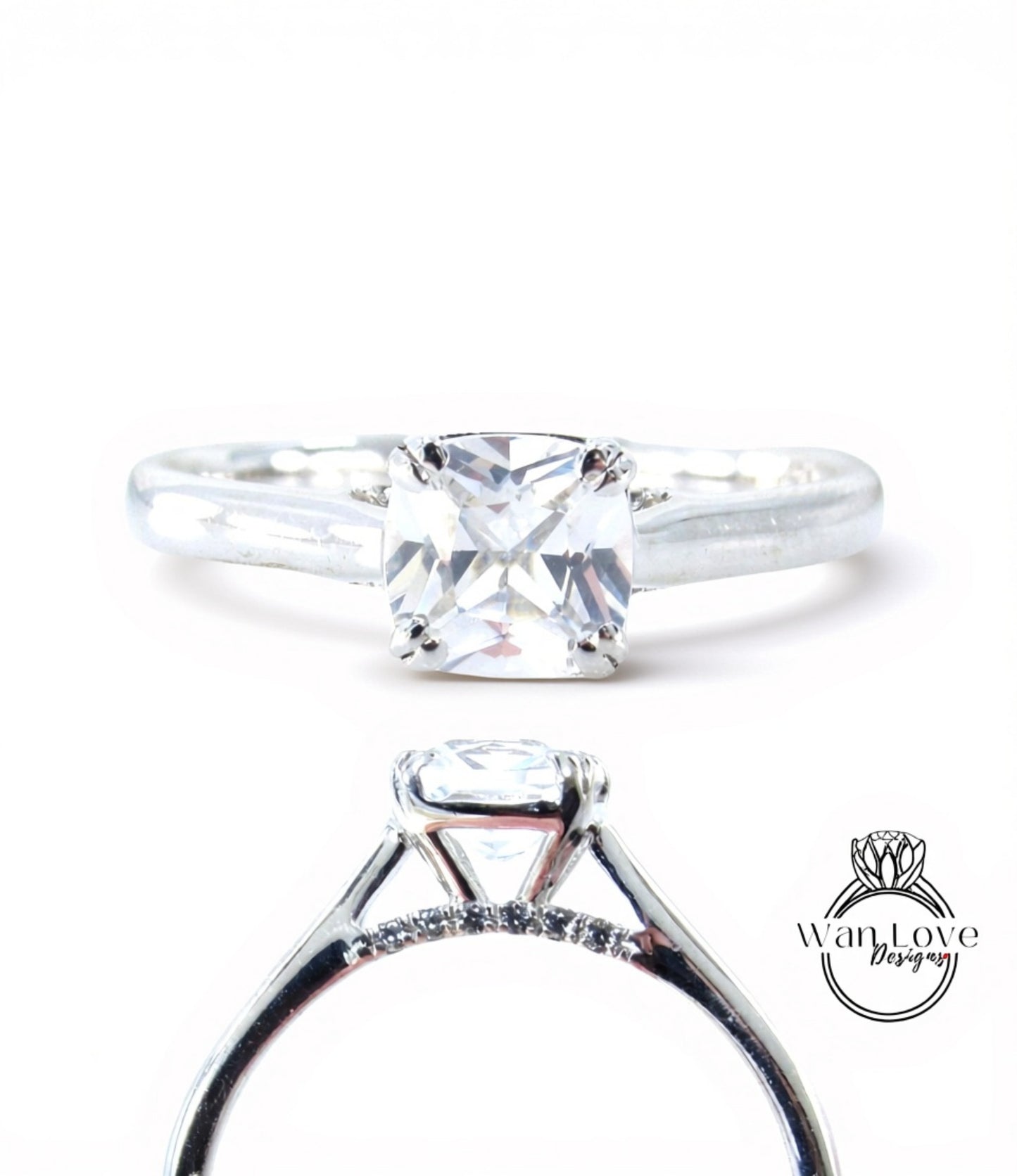 A close-up view of a diamond engagement ring with a large central diamond surrounded by smaller diamonds set in a silver band.