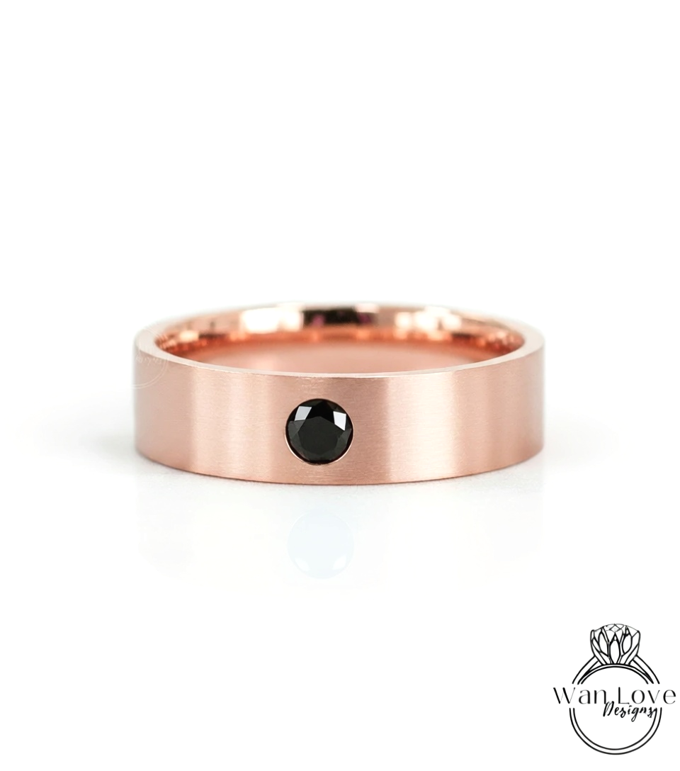 Solid gold mens band Diamond wedding band Art deco Round band 14K 18K rose gold Vintage Bridal ring unique Promise ring Anniversary ring