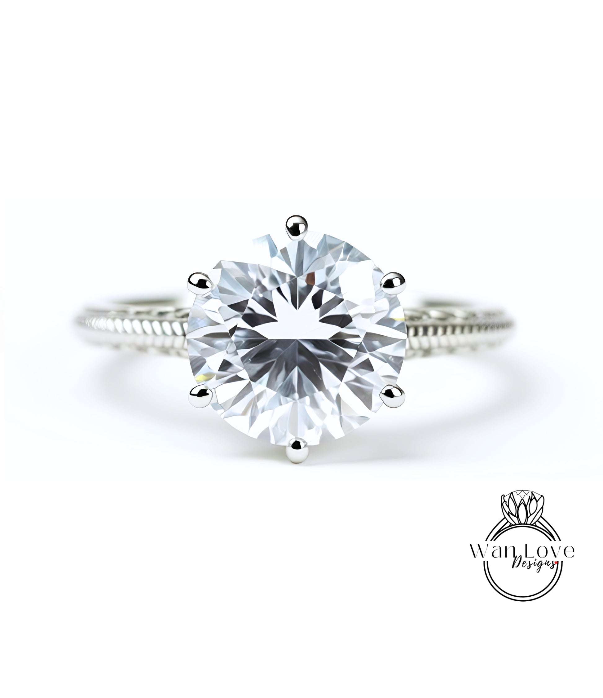 A close-up view of a diamond engagement ring with a large, brilliant-cut diamond set in a silver band.