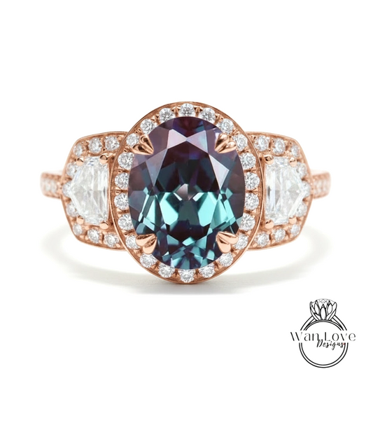 a beautiful ring with a large oval-shaped gemstone surrounded by smaller diamonds.