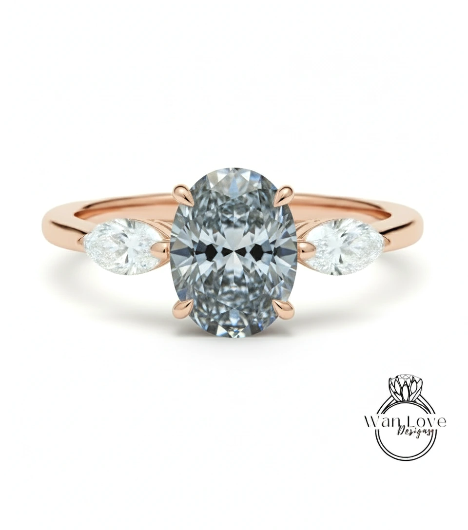 a beautiful engagement ring with a large oval-shaped diamond set in a rose gold band.