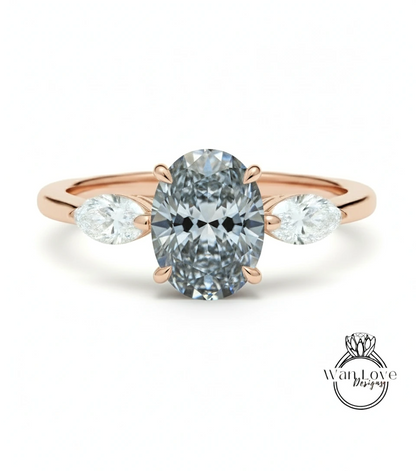 a beautiful engagement ring with a large oval-shaped diamond set in a rose gold band.