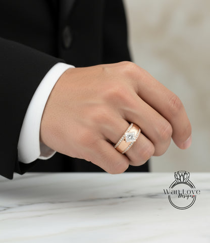 A close-up of a person's hand wearing a gold ring with a diamond, resting on a marble surface.