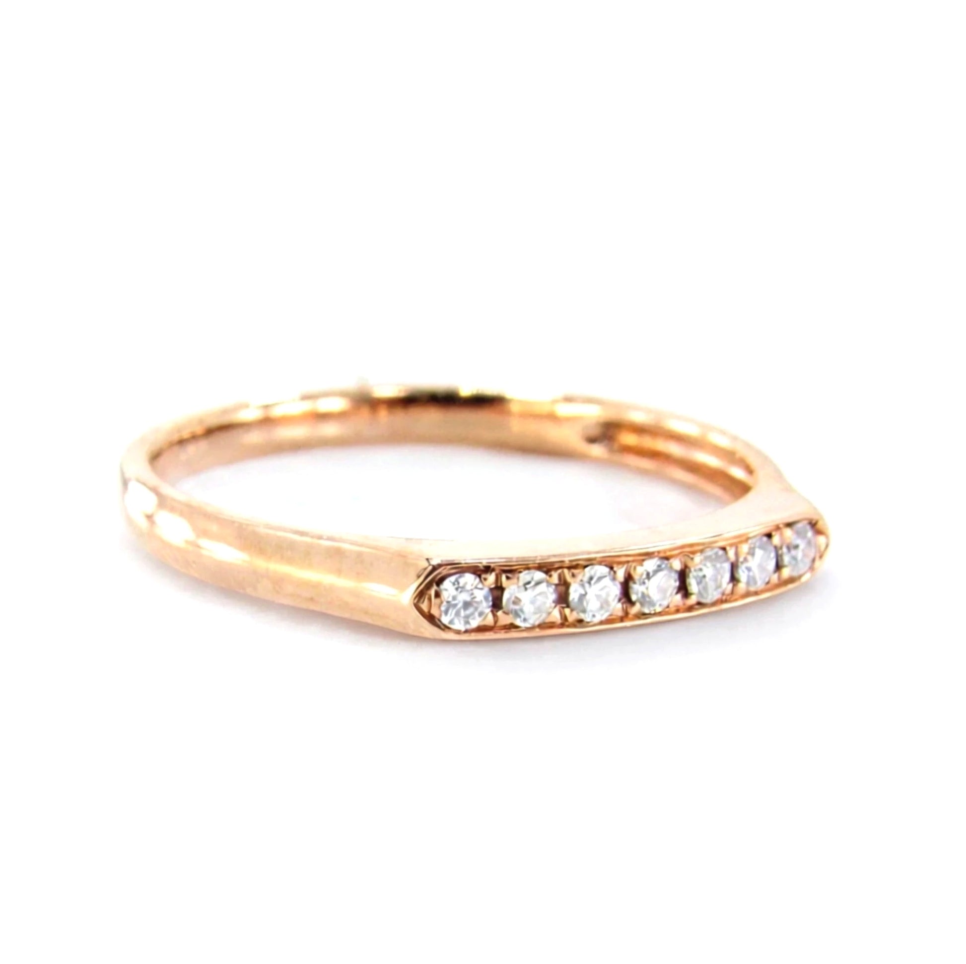 Round Modern Diamond Ring, Modern Wedding Band, Rose Gold Moissanite Ring, Flat Top Art Deco Bridal womans Ring -Custom-14k 18k-Platinum Wan Love Designs