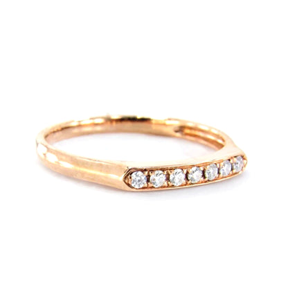 Round Modern Diamond Ring, Modern Wedding Band, Rose Gold Moissanite Ring, Flat Top Art Deco Bridal womans Ring -Custom-14k 18k-Platinum Wan Love Designs