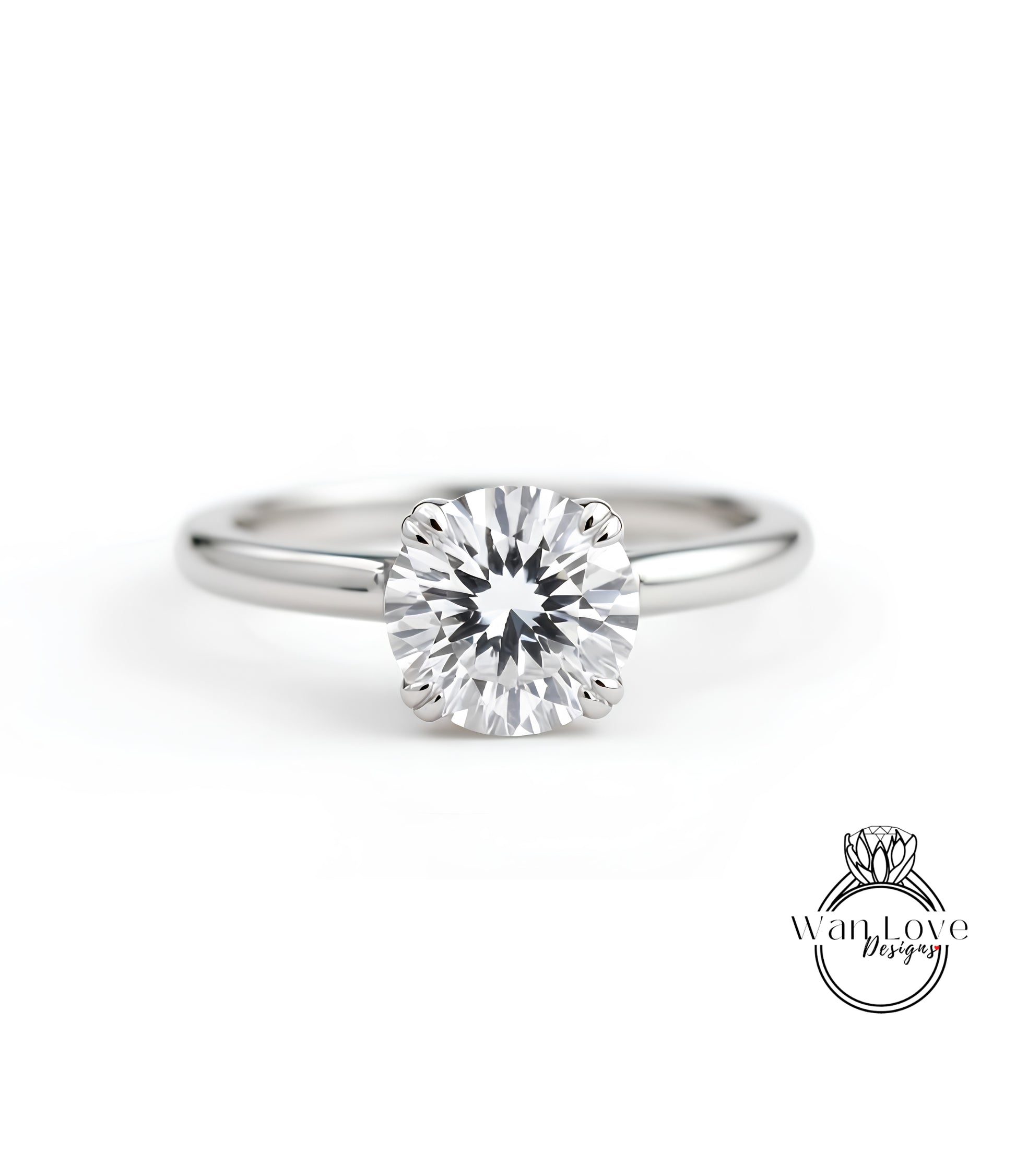 A close-up view of a diamond engagement ring with a large, brilliant-cut diamond set in a silver band.