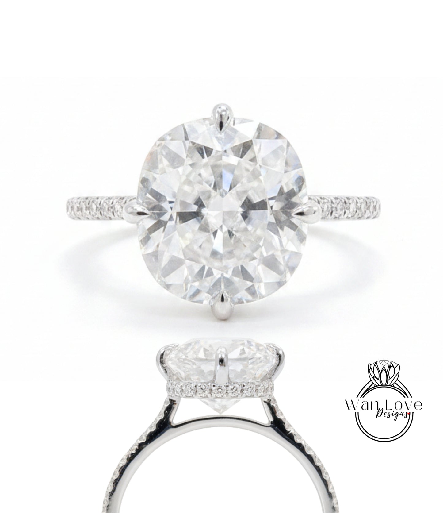 A stunning diamond engagement ring with a large round brilliant cut diamond set in a halo of smaller diamonds, surrounded by a halo of smaller diamonds on the band.