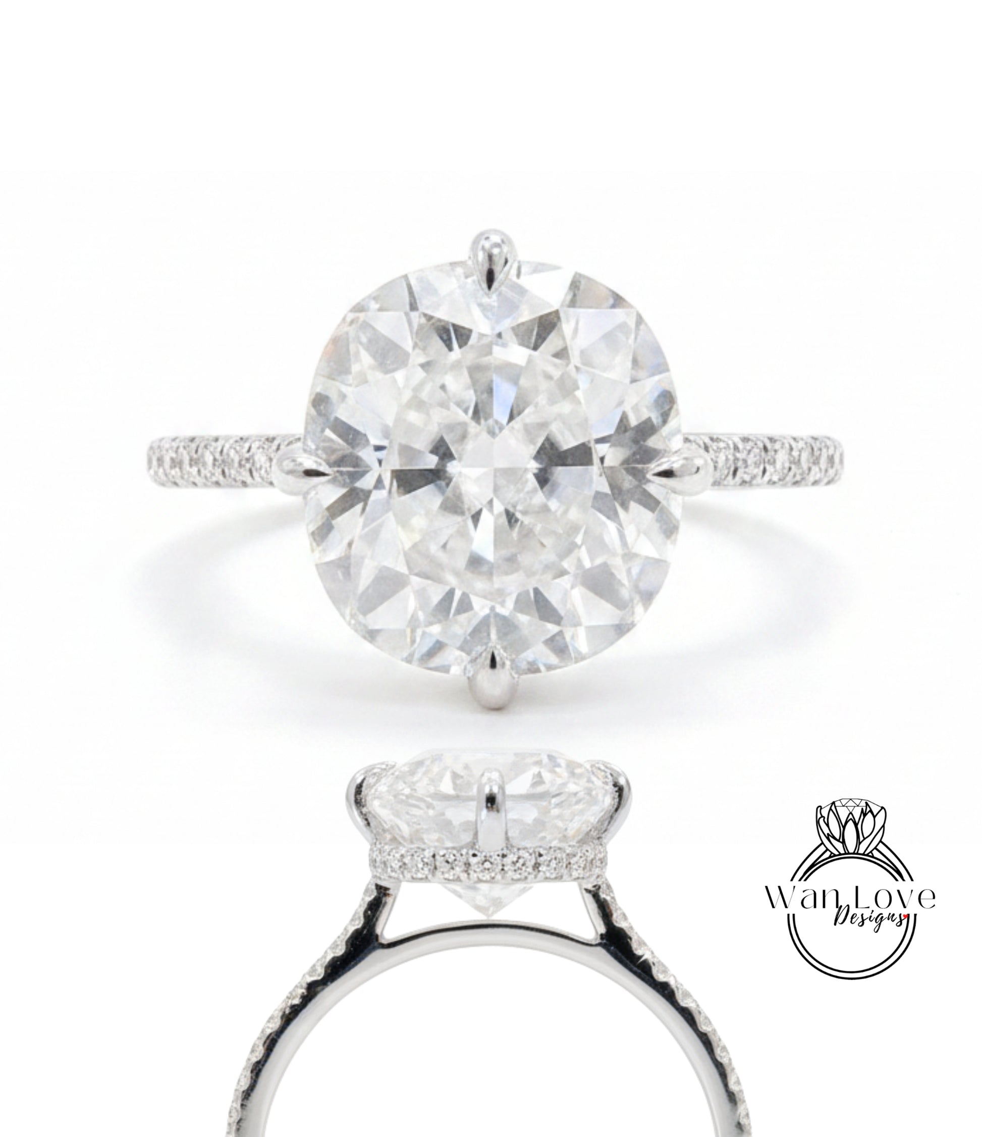 A stunning diamond engagement ring with a large round brilliant cut diamond set in a halo of smaller diamonds, surrounded by a halo of smaller diamonds on the band.