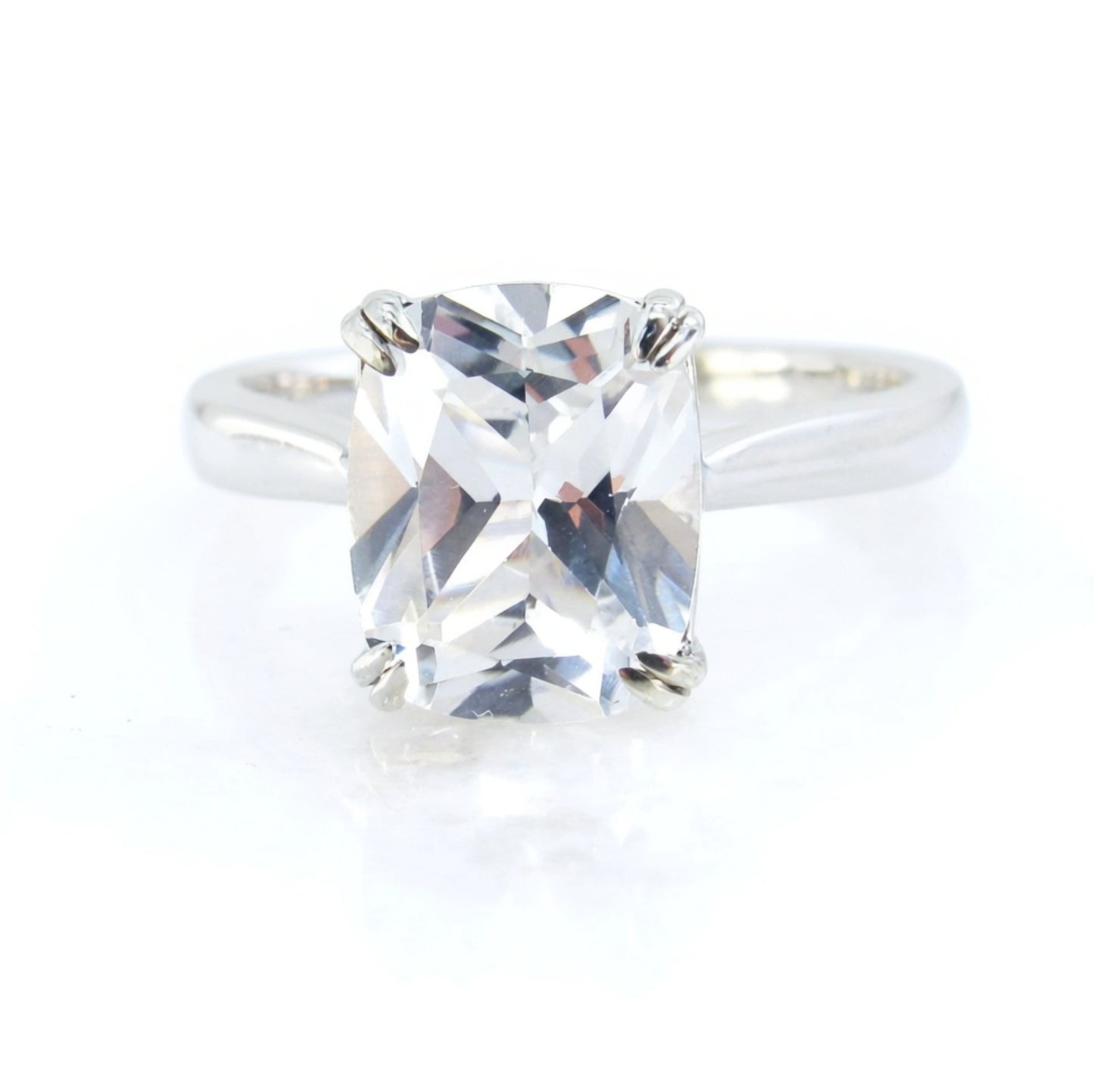 White Sapphire Elongated Cushion Engagement Ring Solitaire 4ct Carat 10x8mm WeddingBridal Ring Promise ring Anniversary Gift-Ready to ship