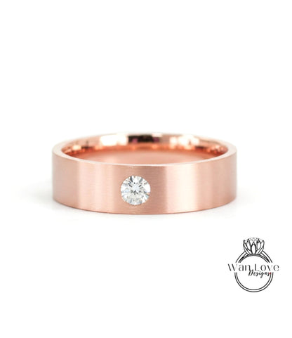 Solid gold mens band Diamond wedding band Art deco Round band 14K 18K rose gold Vintage Bridal ring unique Promise ring Anniversary ring