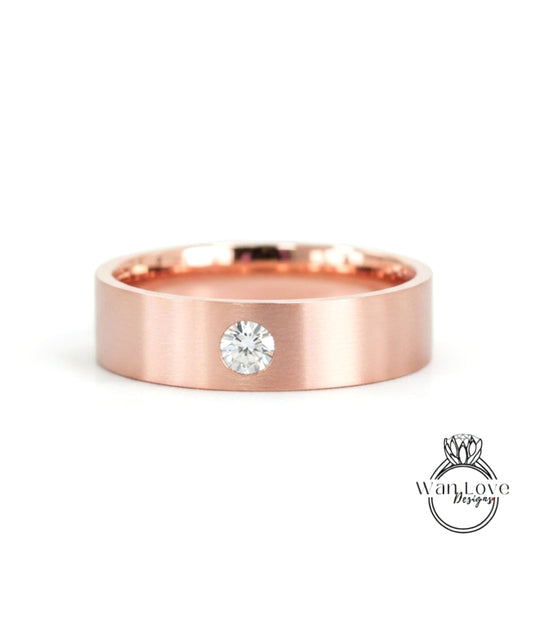 Solid gold mens band Diamond wedding band Art deco Round band 14K 18K rose gold Vintage Bridal ring unique Promise ring Anniversary ring