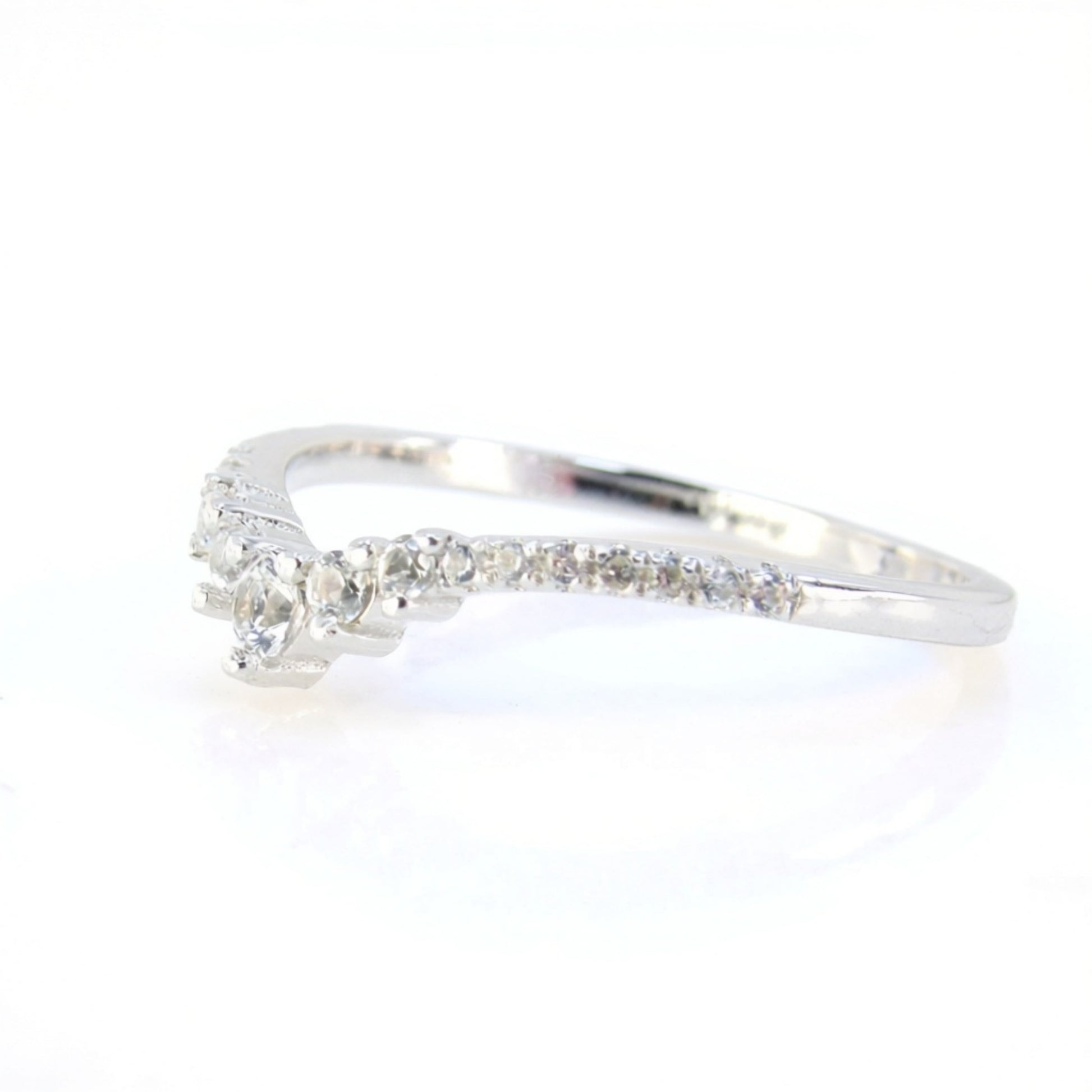 Ready to Ship Curved Half Eternity Tiara Wedding Band, Tiara White Sapphire Band, Curvy Wedding Band WanLoveDesigns Wan Love Designs