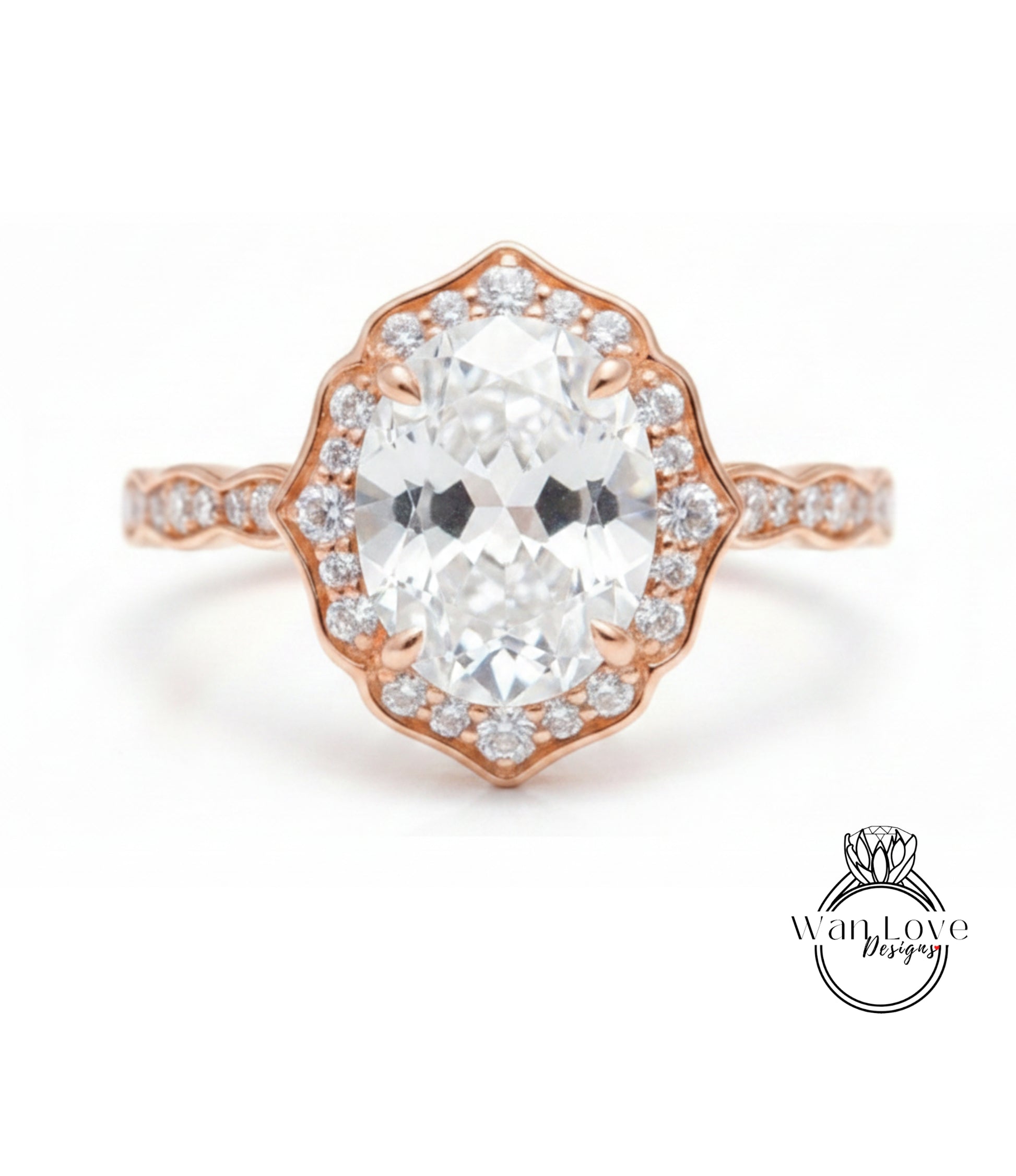 a beautiful diamond engagement ring with a large oval-shaped diamond set in a halo of smaller diamonds, all encircled by a delicate gold band.