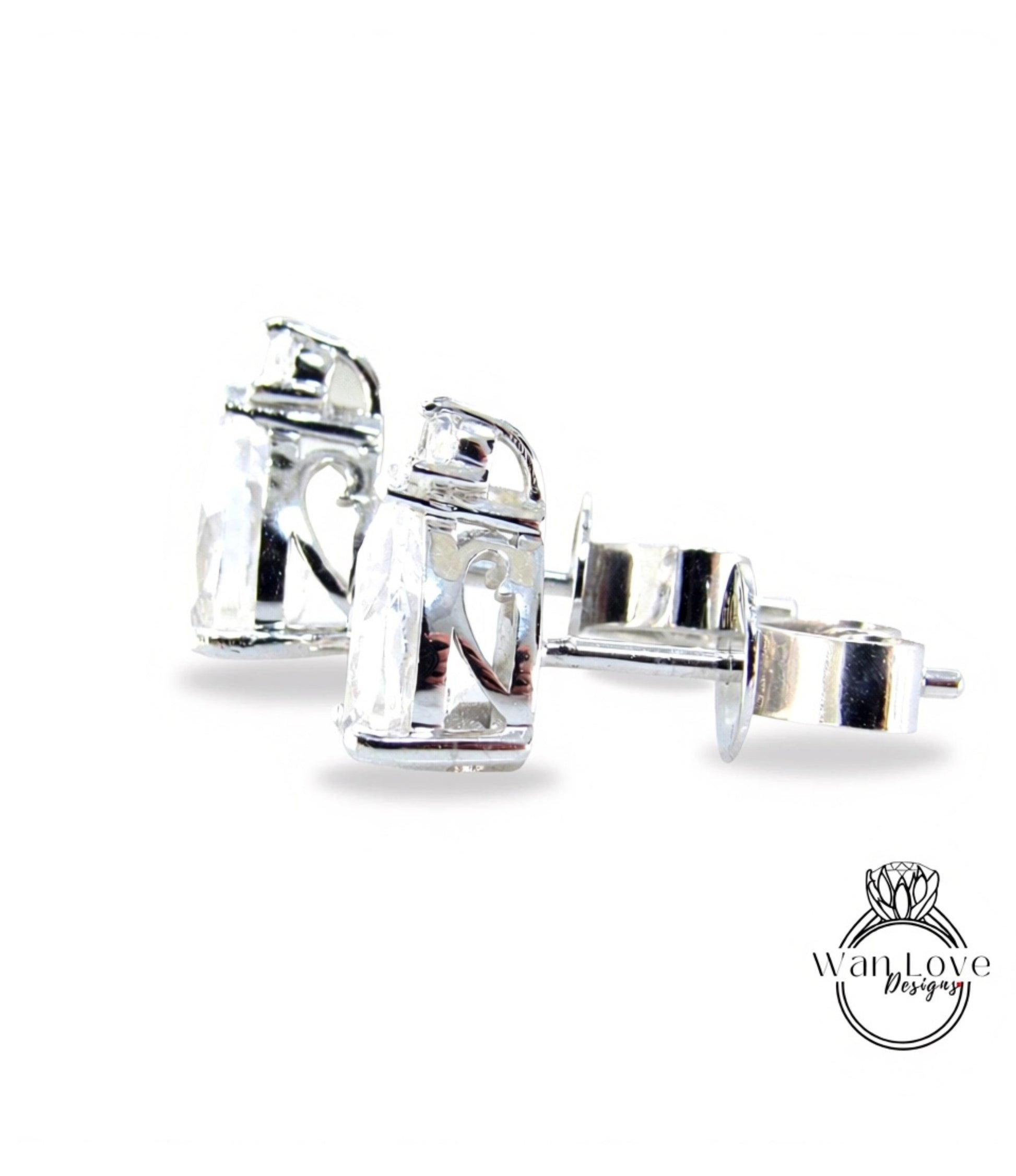 2 TCW Pear Cut White Sapphire Stud Earrings, White Sapphire Studs, White Gold Wedding Earrings, Push Back Earrings, Anniversary Gift, Ready Wan Love Designs