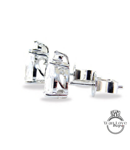 2 TCW Pear Cut White Sapphire Stud Earrings, White Sapphire Studs, White Gold Wedding Earrings, Push Back Earrings, Anniversary Gift, Ready Wan Love Designs