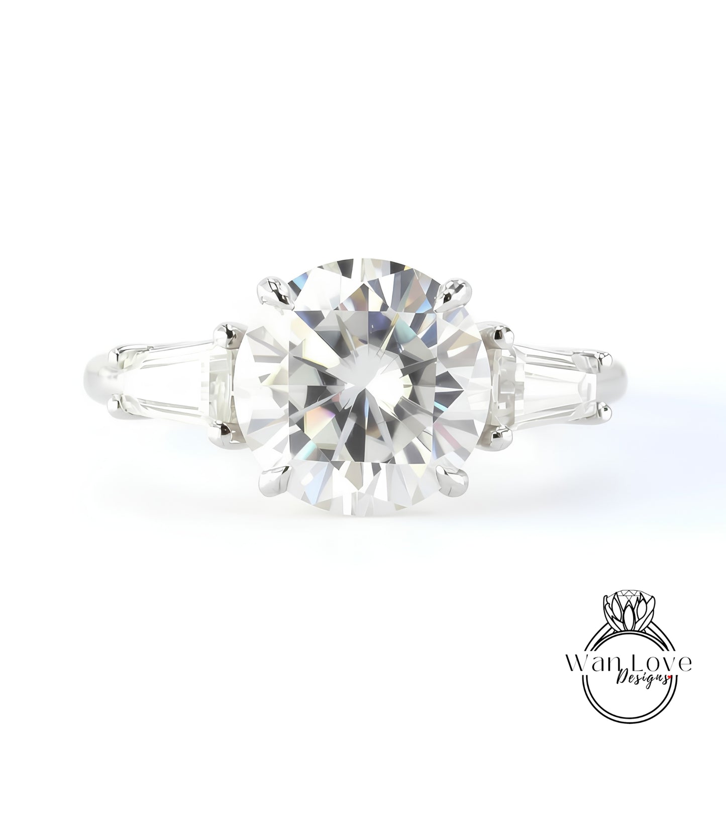 A close-up of a diamond engagement ring with a large, brilliant-cut diamond set in a silver band.