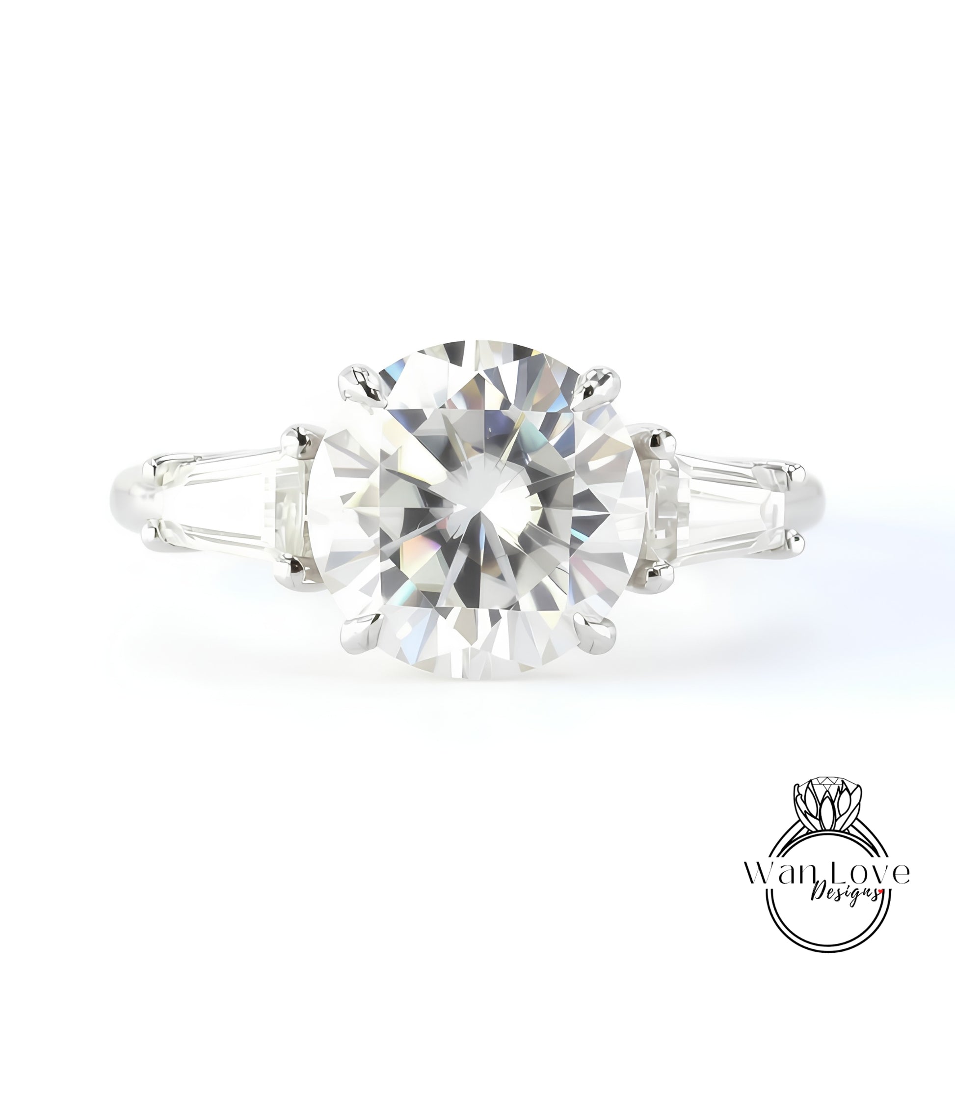 A close-up of a diamond engagement ring with a large, brilliant-cut diamond set in a silver band.