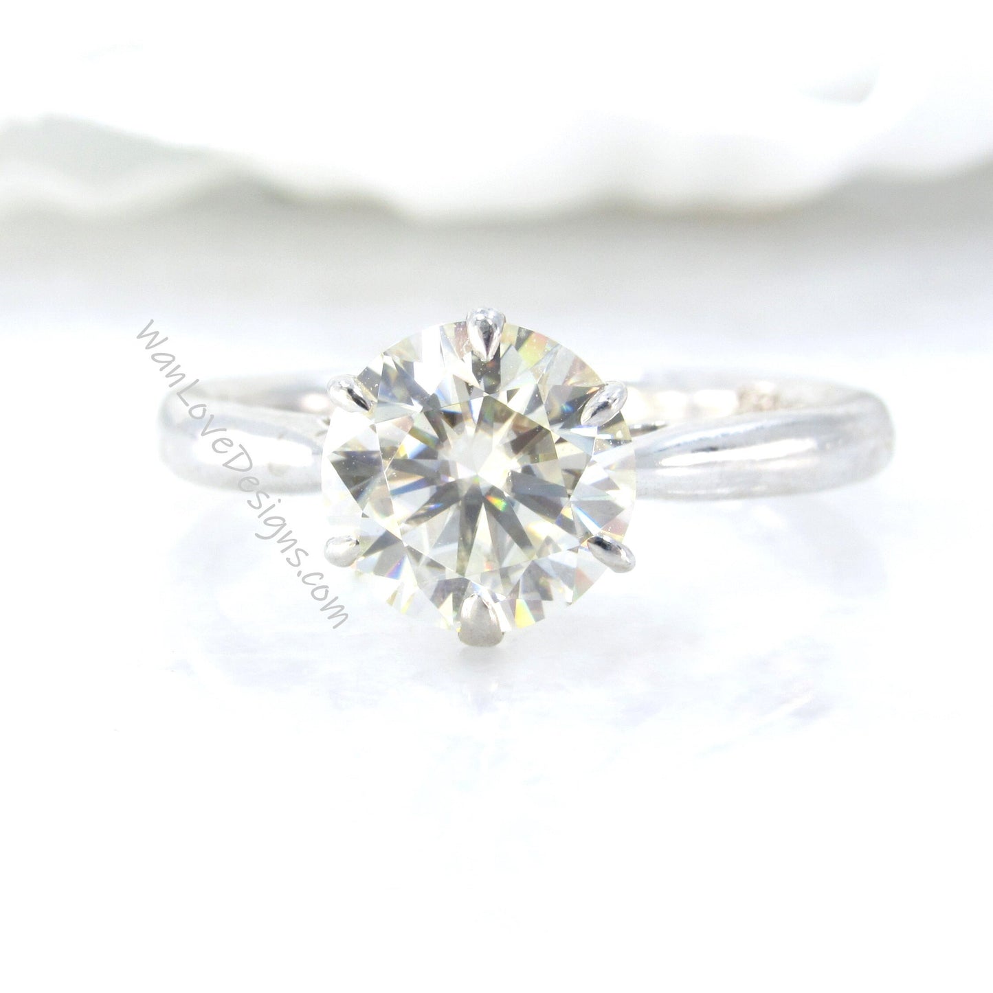 2ct Round Moissanite Engagement Ring, Moissanite Solitaire Ring, vintage Moissanite Ring, Moissanite promise Ring, trellis moissanite ring