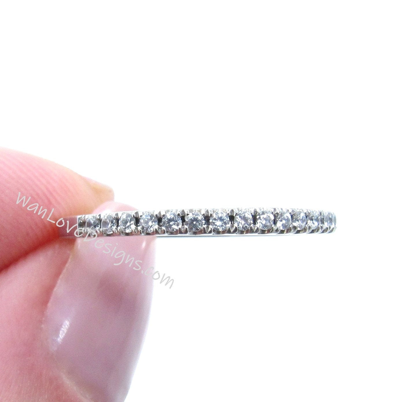 White Sapphire Wedding Band Half Eternity Ring Stacking ring sapphire wedding ring promise engagement aniversary wedding band gift for her