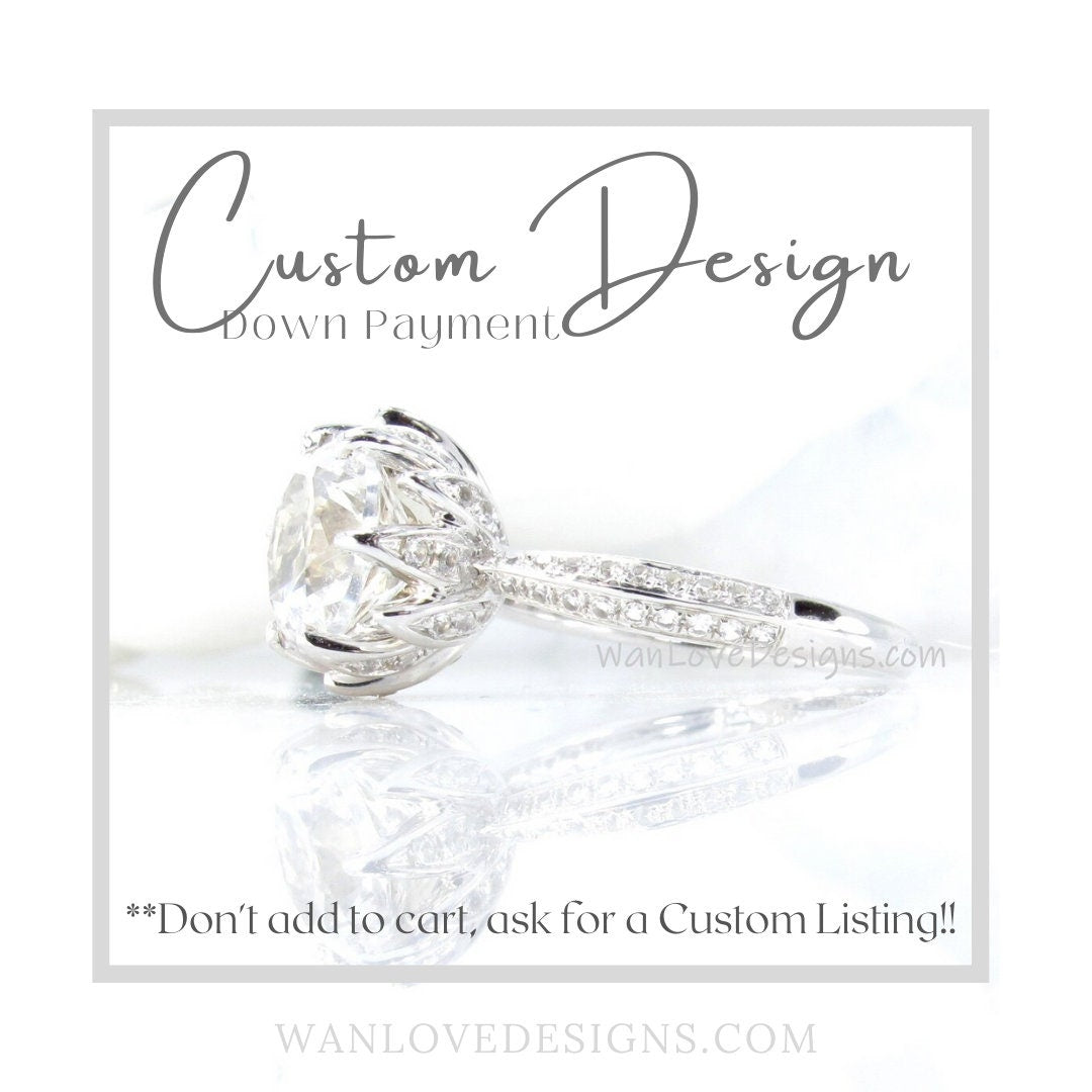 Toi Et Moi Custom Design-Down Payment Moissanite White Sapphire Pear Emerald Round Oval *Don't add to cart, Please ask for Custom listing