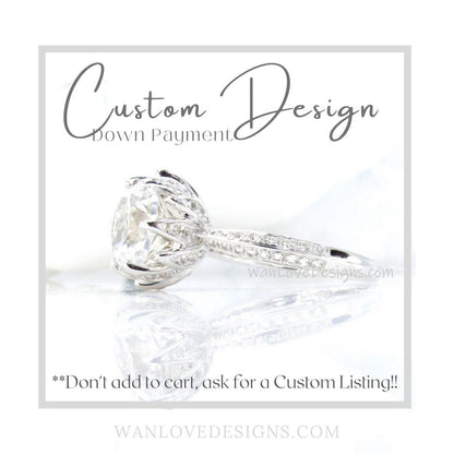 Toi Et Moi Custom Design-Down Payment Moissanite White Sapphire Pear Emerald Round Oval *Don't add to cart, Please ask for Custom listing