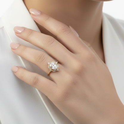 Anello di fidanzamento Milgrain Halo con zaffiro bianco taglio ovale da 2 ct, Anello stile vintage, Anello nuziale Halo, Anelli anniversario, Anelli pronti per la spedizione