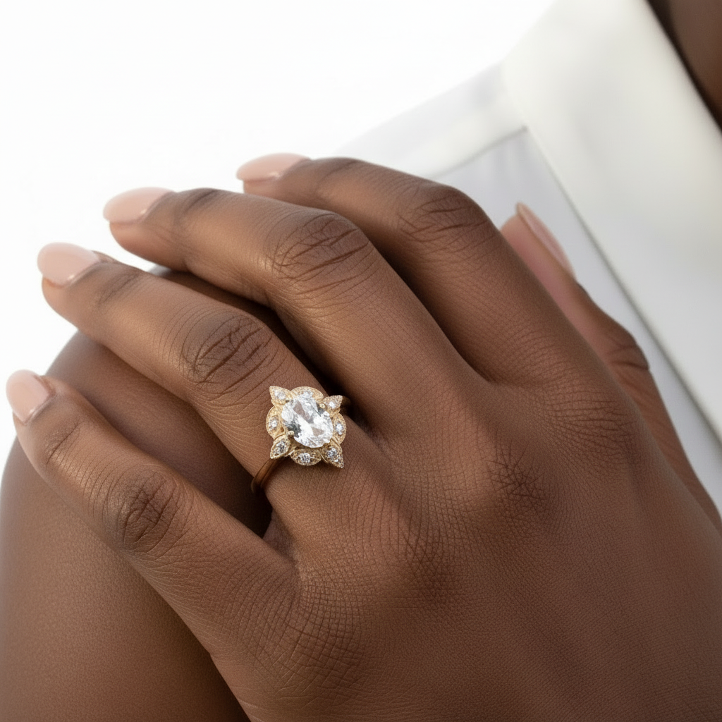 Anello di fidanzamento Milgrain Halo con zaffiro bianco taglio ovale da 2 ct, Anello stile vintage, Anello nuziale Halo, Anelli anniversario, Anelli pronti per la spedizione