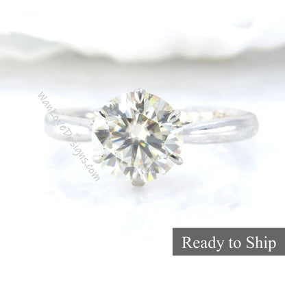 2ct Round Moissanite Engagement Ring, Moissanite Solitaire Ring, vintage Moissanite Ring, Moissanite promise Ring, trellis moissanite ring