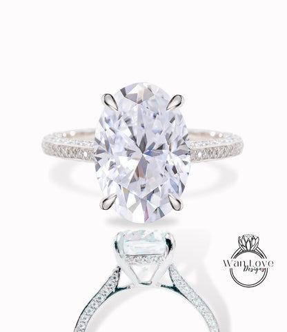 Oval Moissanite & Diamonds Oval Engagement Ring, Celebrity style Ring, Oval Moissanite Wedding Ring, Bridal Ring Design, Gift for her