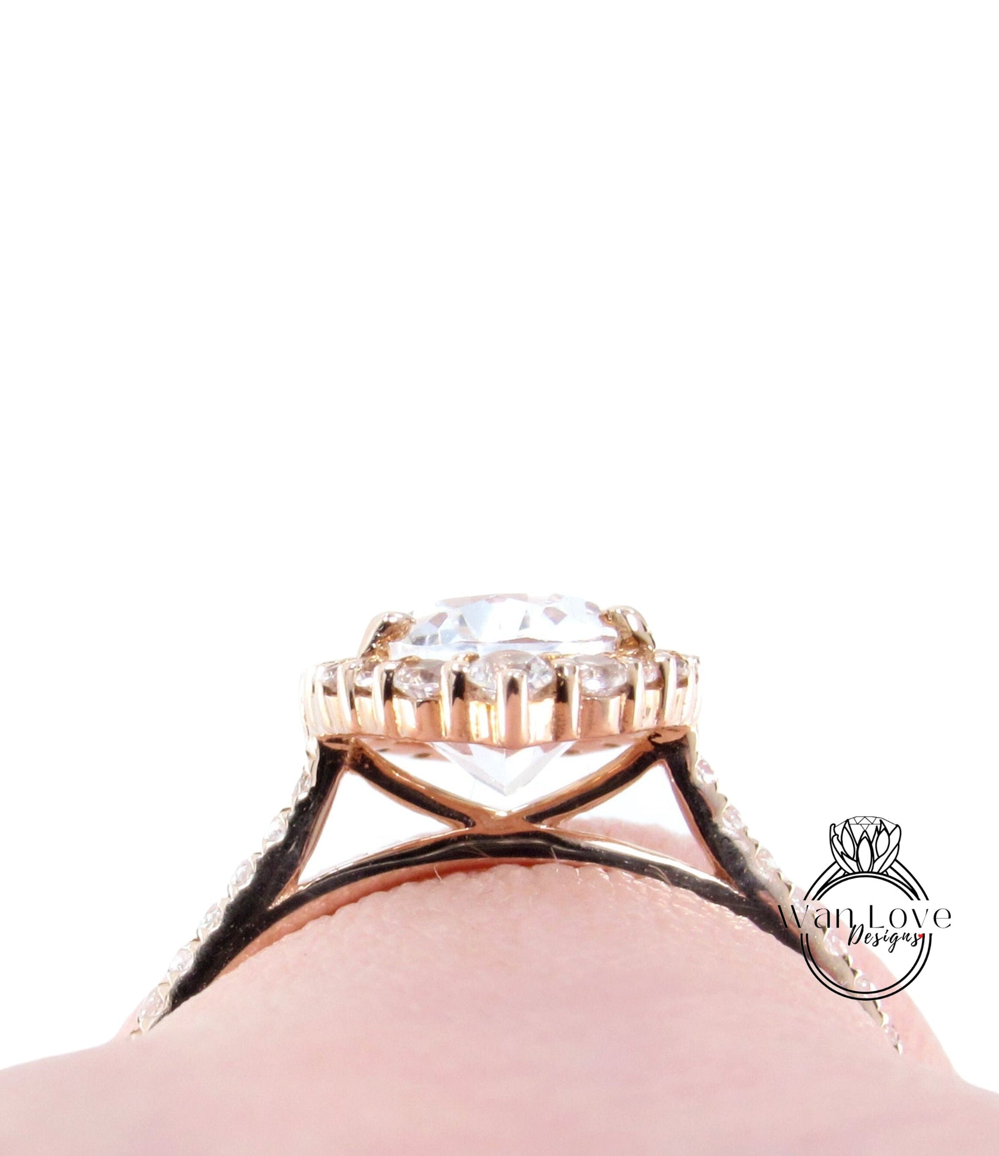 White Sapphire engagement ring vintage Art deco Oval cut Unique Graduated halo ring Rose gold Bridal Anniversary ring gift for her, Ready