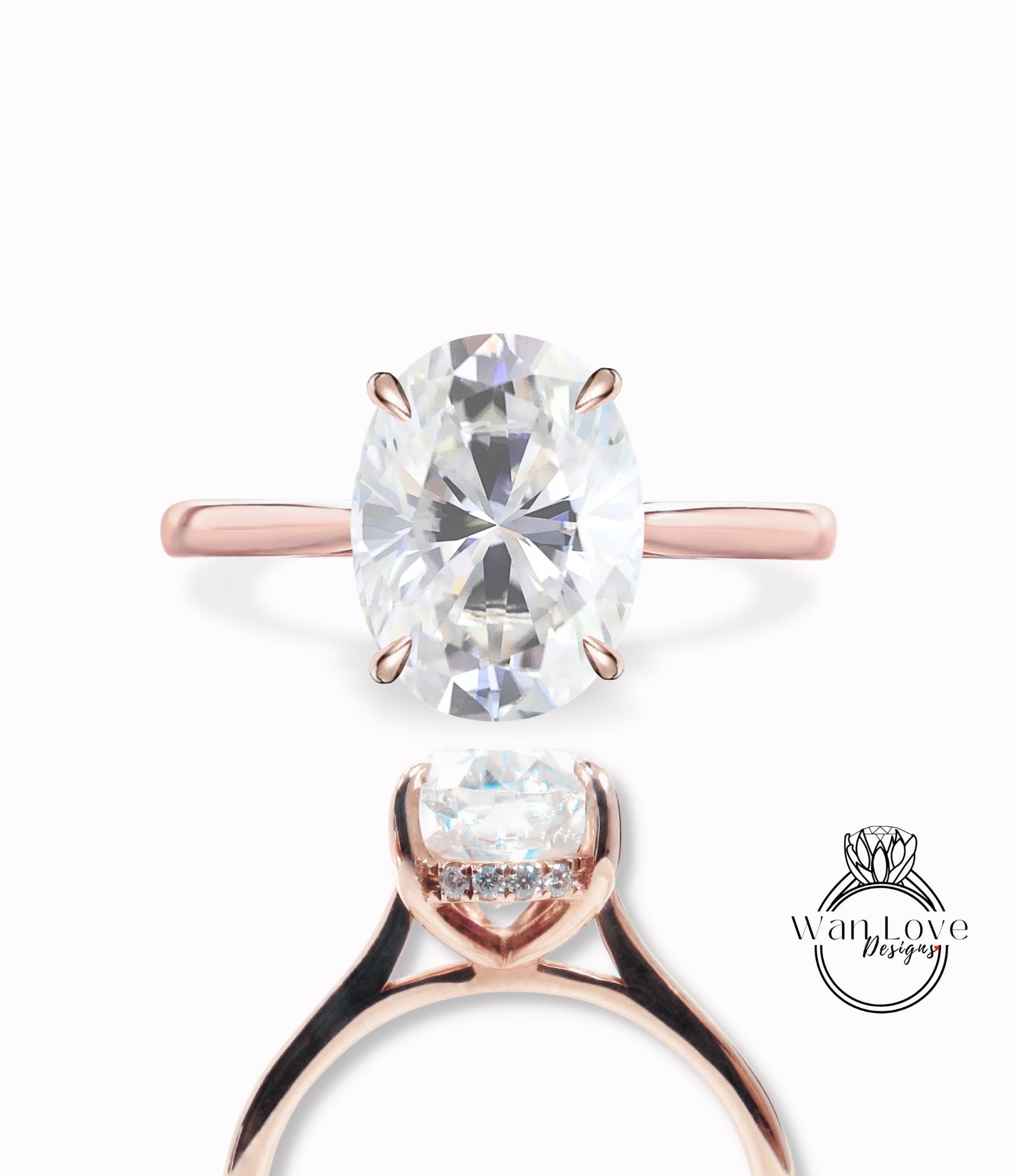 Oval cut Moissanite Engagement Ring Antique Rose Gold Side Halo Diamond Ring Art Deco tapered Wedding Bridal Ring Anniversary Promise Ring