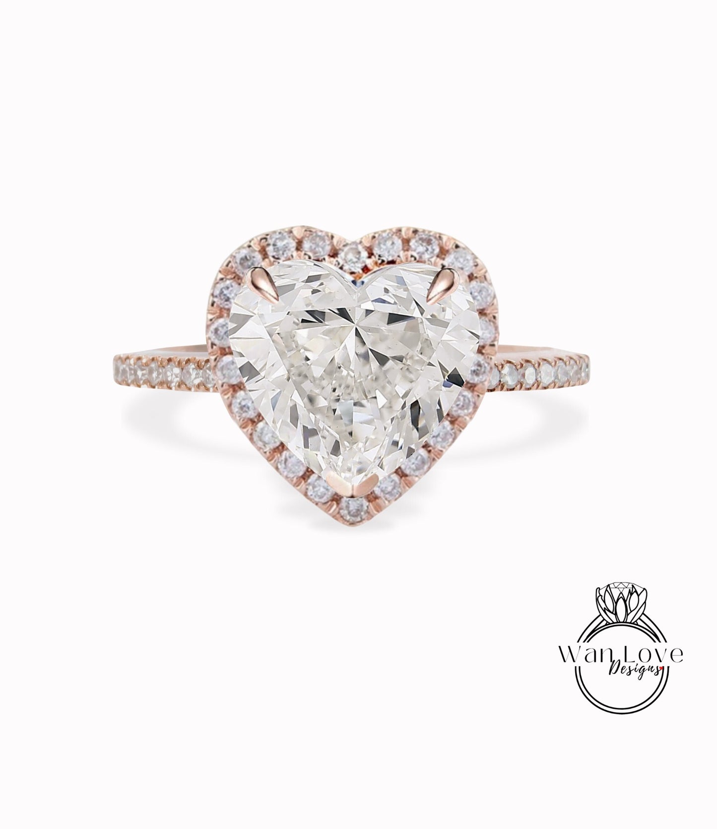 Heart Diamond Halo engagement ring unique diamond halo ring half eternity vintage art deco 14K/18K white gold ring anniversary promise ring