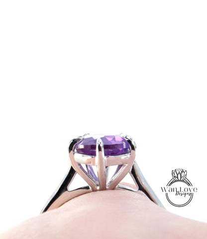 Purple Sapphire Alexandrite Color Pear 6 Prong Solitaire Engagement Ring, 14k 18k White Rose Gold-Platinum-Custom-Wedding, WanLoveDesigns