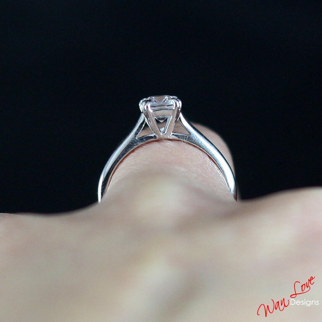 White Sapphire Elongated Cushion Cut Solitaire engagement ring solitaire ring simple dainty minimalist bridal anniversary ring Ready