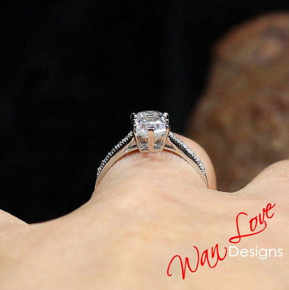 White Sapphire Oval Toi et Moi Antique  Milgrain Engagement Ring 4ct vintage 2 gemstone ring art deco wedding anniversay gift for her-Ready