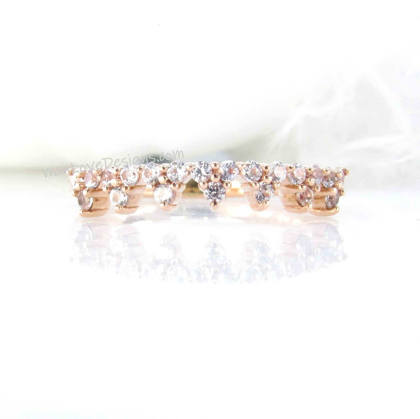 White Sapphire Crown Tiara Wedding Band,Matching Band,Engagement Ring,Rose Gold Ring-Custom-Anniversary Gift-Ready Ship