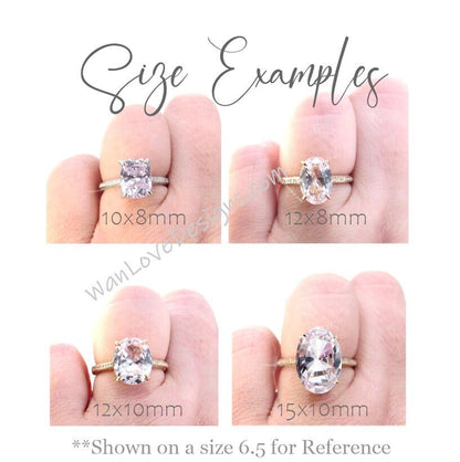 White Sapphire Diamond Elongated Cushion Side Halo Celebrity Engagement Ring, Custom, Wedding Commitment, Proposal, WanLoveDesigns