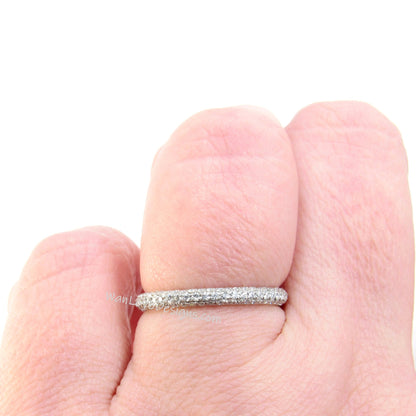 White Sapphire Pave 3 row 3 Side sided 3/4 Almost Eternity Wedding band-womans-Silver Rhodium-Anniversary Gift-Ready to ship